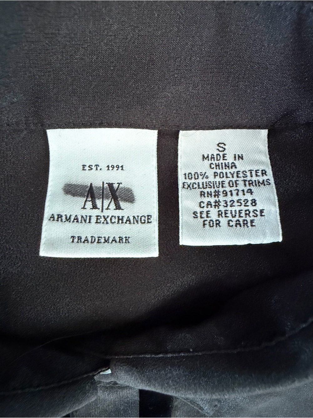 A/X Armani Exchange Women’s Black Sheer Shirt Velvet Trim size S - Picture 5 of 6